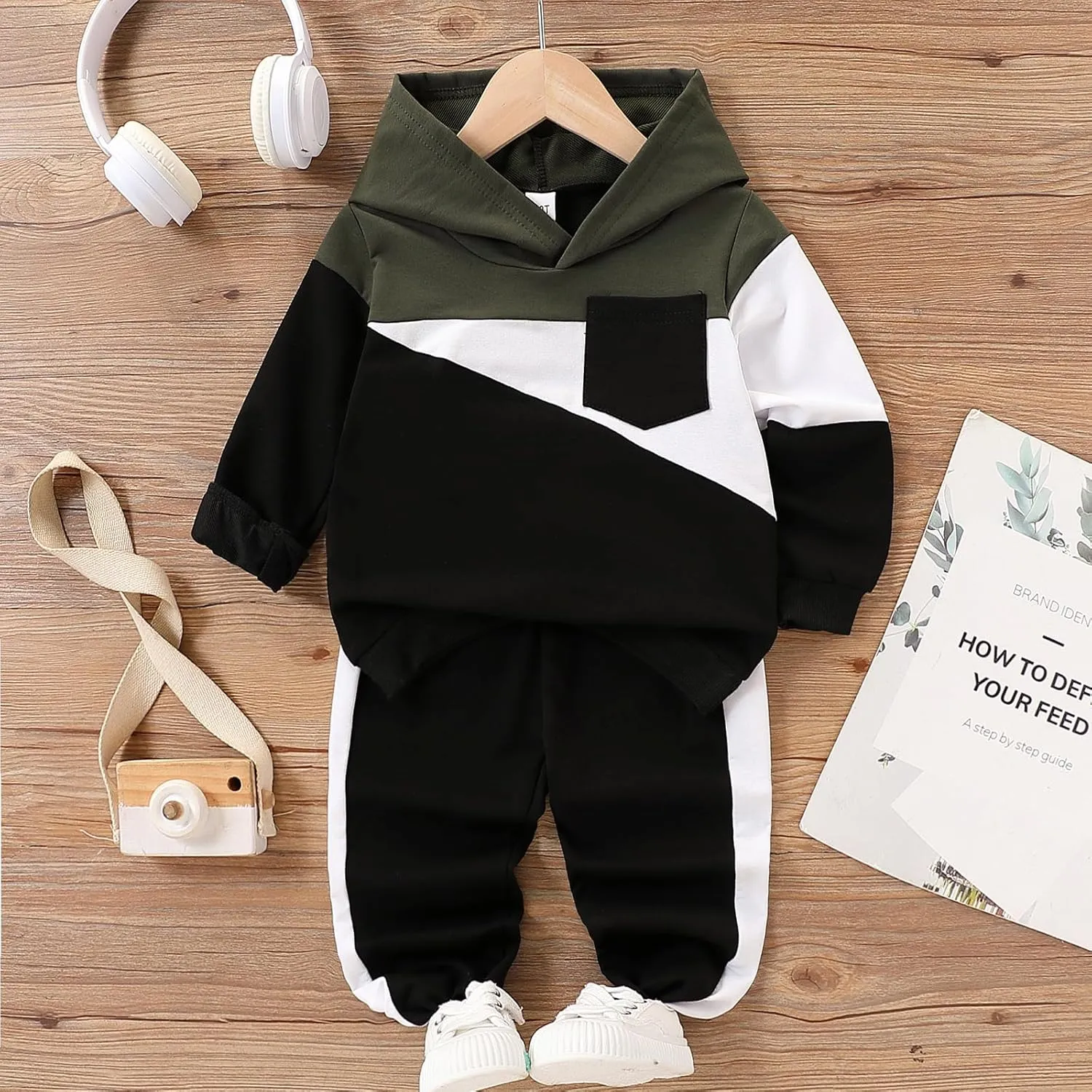 2-6T Toddler Baby Boy Clothes Color Blocking Hoodies   Pants Fall Winter Outfits