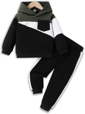 2-6T Toddler Baby Boy Clothes Color Blocking Hoodies   Pants Fall Winter Outfits