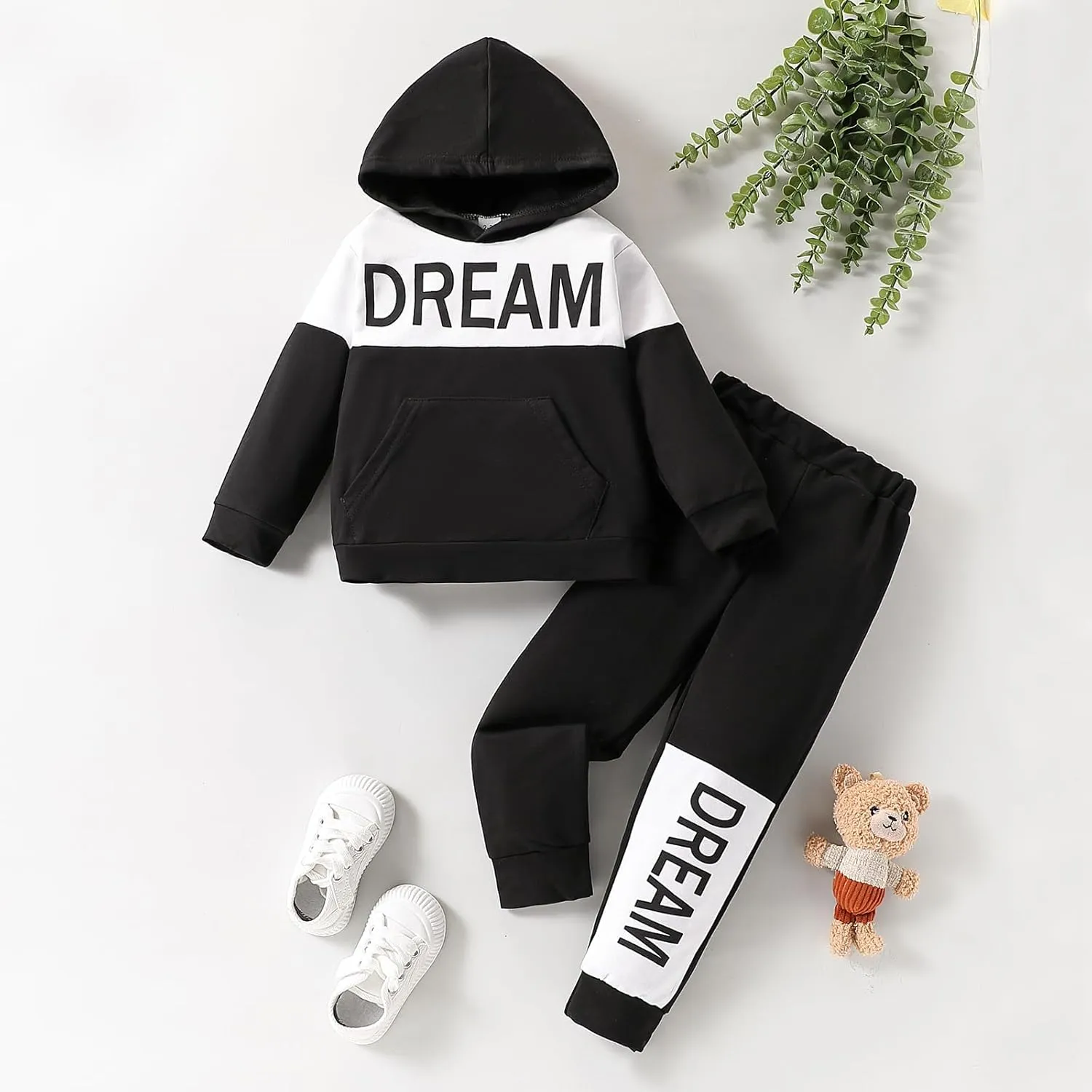 2-6T Toddler Baby Boy Clothes Color Blocking Hoodies   Pants Fall Winter Outfits