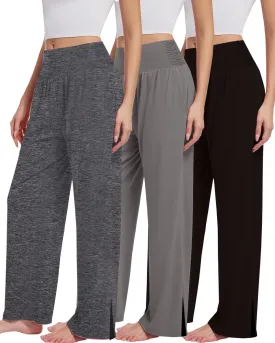 3PACK Womens Wide Leg Yoga Pants High Waisted Adjustable Tie Knot Joggers Loose Yoga Sweatpants Comfy Lounge Pajama 3PACK Womens Wide Leg Yoga Pants High Waisted Adjustable Tie Knot Joggers Loose Yoga Sweatpants Comfy Lounge Pajama