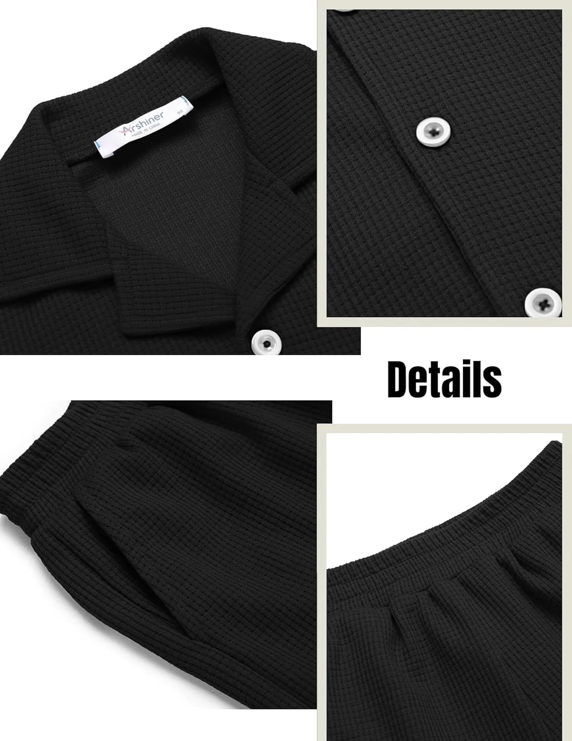 Arshiner Toddler Boys 2 Piece Summer Outfits Waffle Knit Short Sleeve Button Down Shirt & Casual Shorts Sets Size 2-7