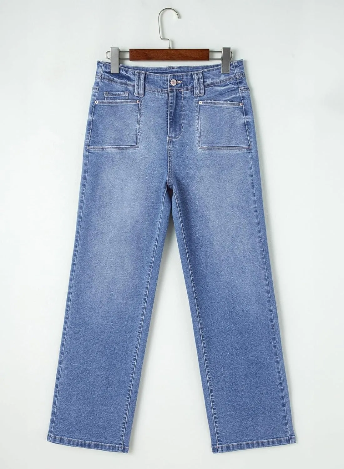 Astylish Womens Wide Leg Jeans High Waisted Stretchy Buttoned Denim Pants Trendy 2025 with Pocket