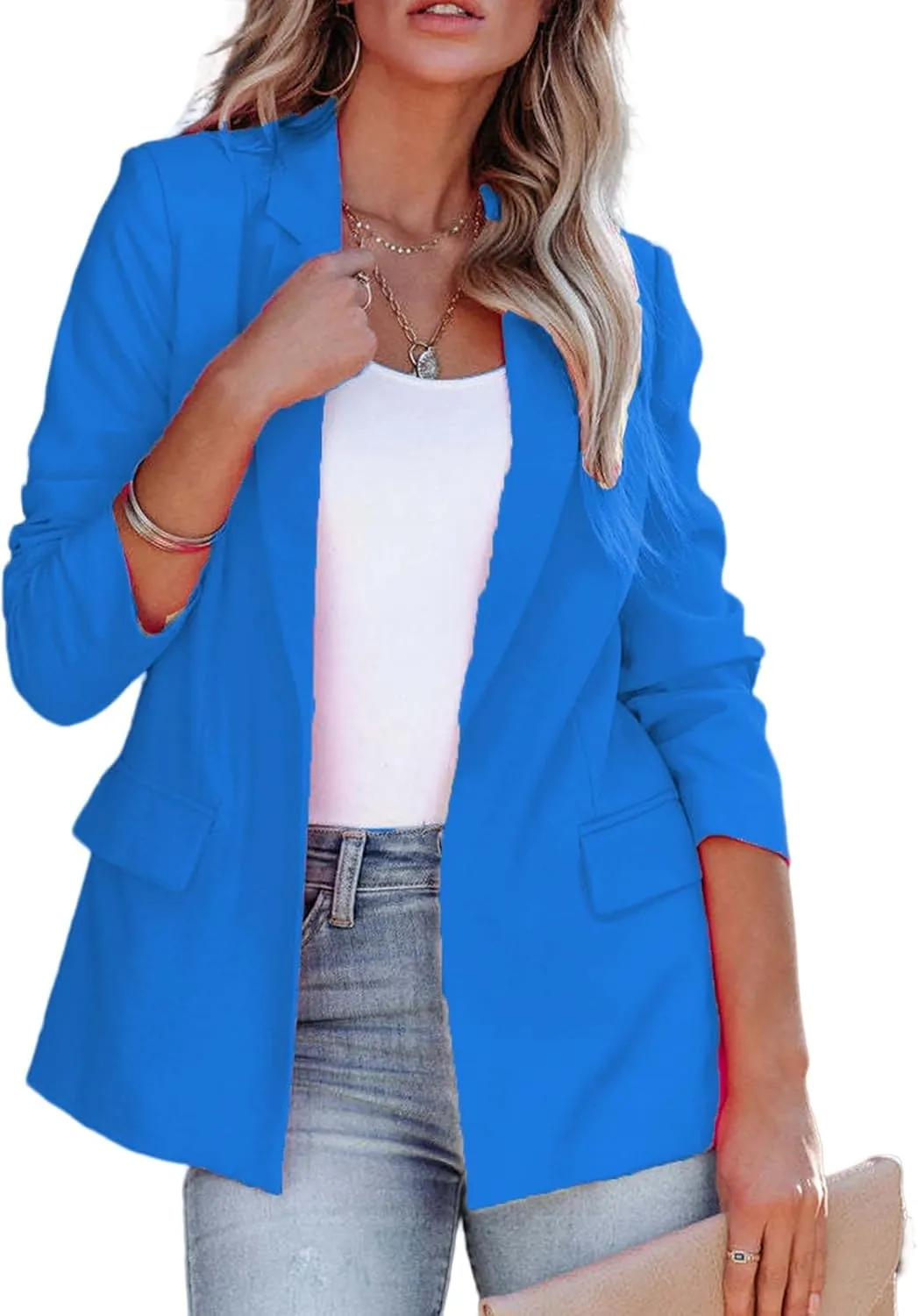 Blazers for Women Dressy Casual Business Jacket Open Front Cardigan Long Sleeve Lapel Blazer Work Office Suit Jackets