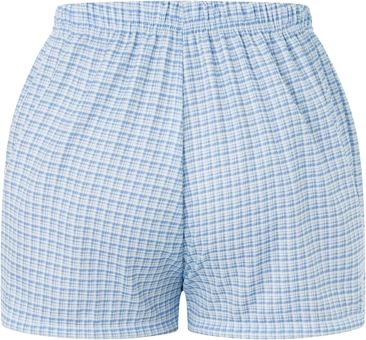 Button Front Boxer Shorts for Women Y2K Elastic Waist Gingham Plaid Pajama Micro Shorts Loose Fit Striped Lounge Bottoms