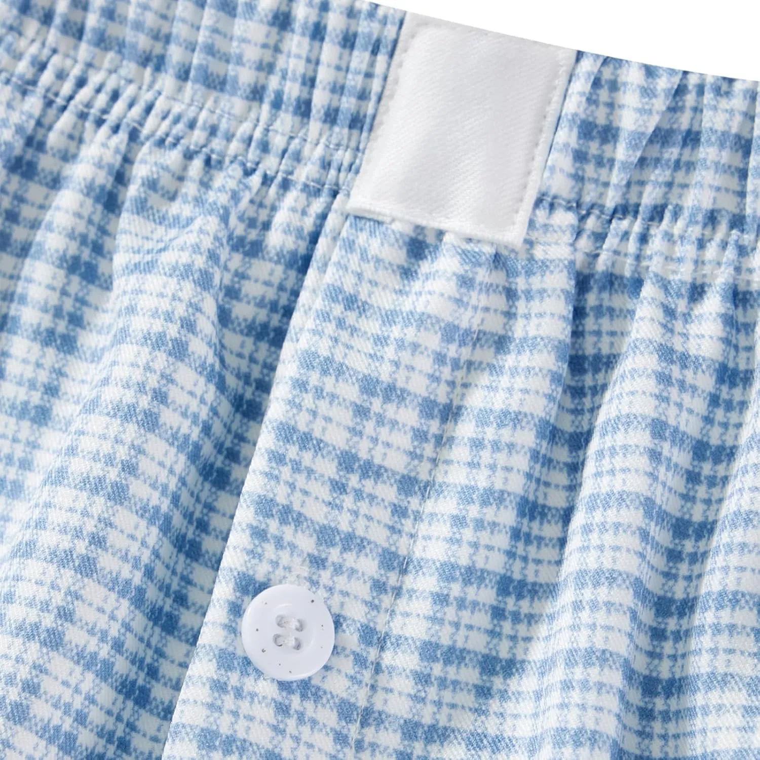 Button Front Boxer Shorts for Women Y2K Elastic Waist Gingham Plaid Pajama Micro Shorts Loose Fit Striped Lounge Bottoms