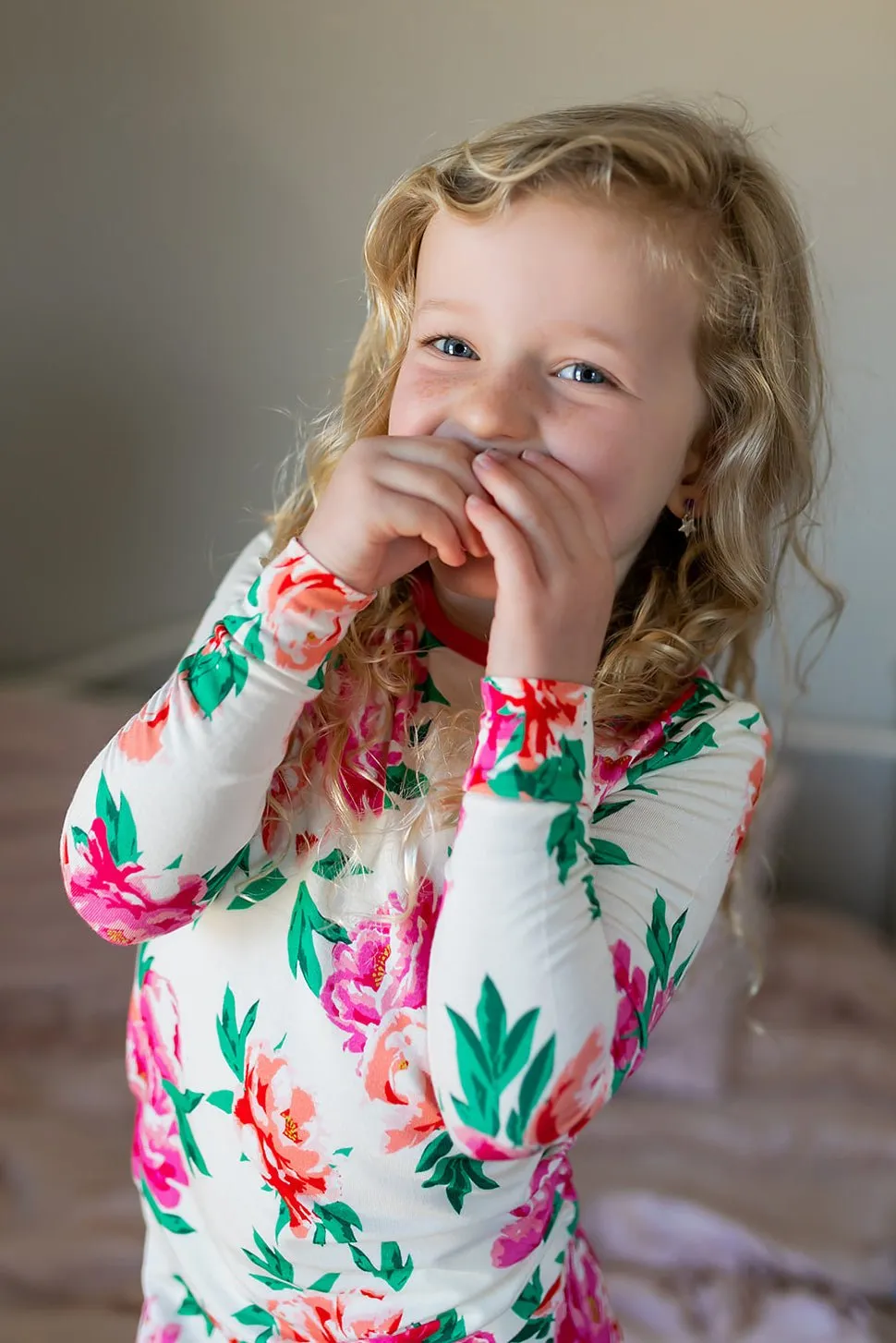 Cloud Peonies Long Sleeve Pajama Set (2t-10y)