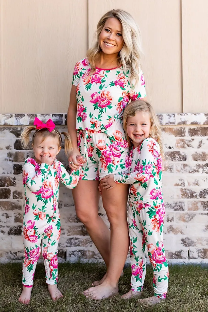 Cloud Peonies Long Sleeve Pajama Set (2t-10y)
