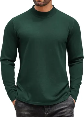 COOFANDY Men's Mock Turtleneck Long Sleeve T Shirts Basic Casual Knitted Half Neck Thermal Lightweight Pullover Sweater