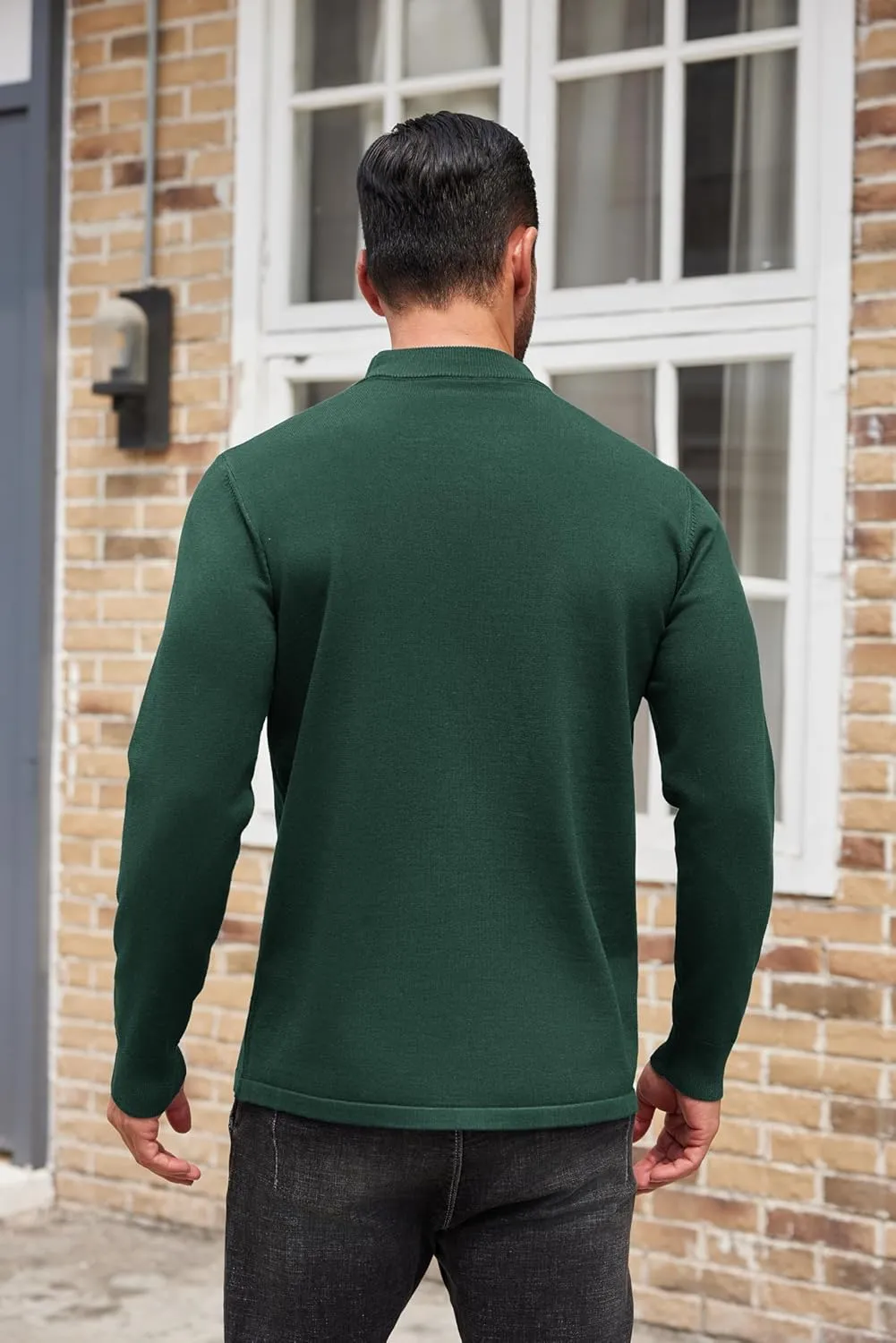COOFANDY Men's Mock Turtleneck Long Sleeve T Shirts Basic Casual Knitted Half Neck Thermal Lightweight Pullover Sweater