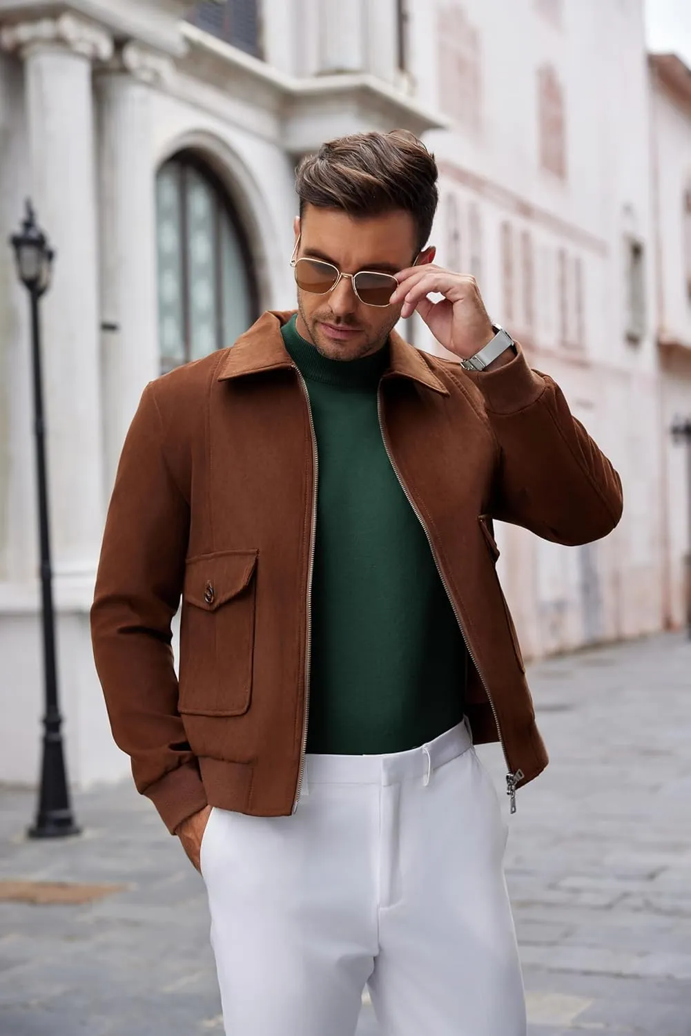 COOFANDY Men's Mock Turtleneck Long Sleeve T Shirts Basic Casual Knitted Half Neck Thermal Lightweight Pullover Sweater