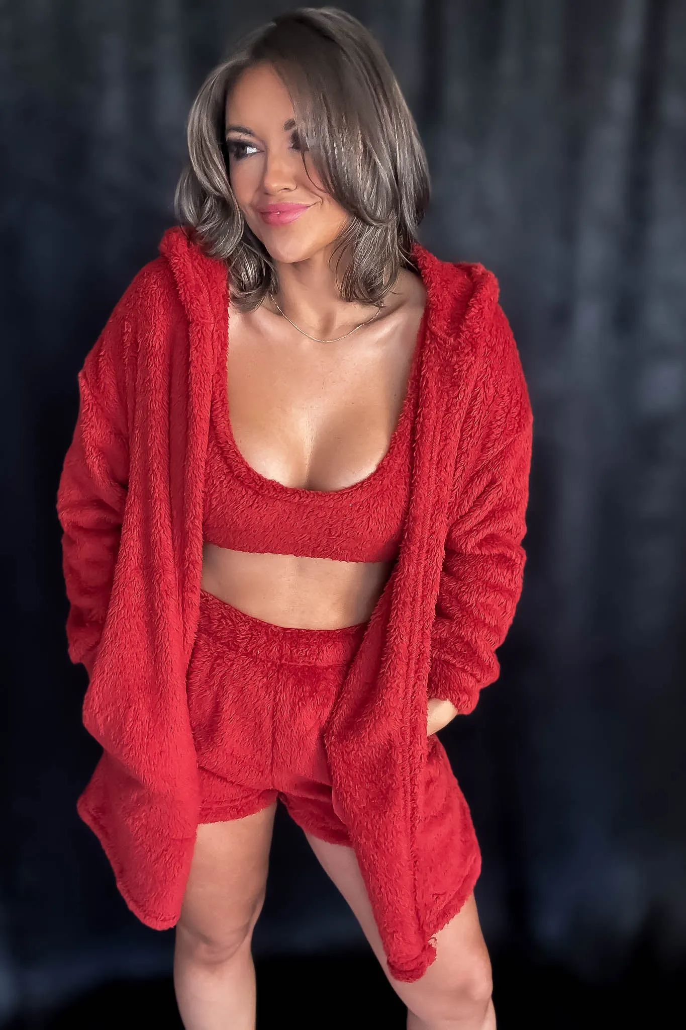 Cozy Fleece 3 Piece Cardigan Pajama Set