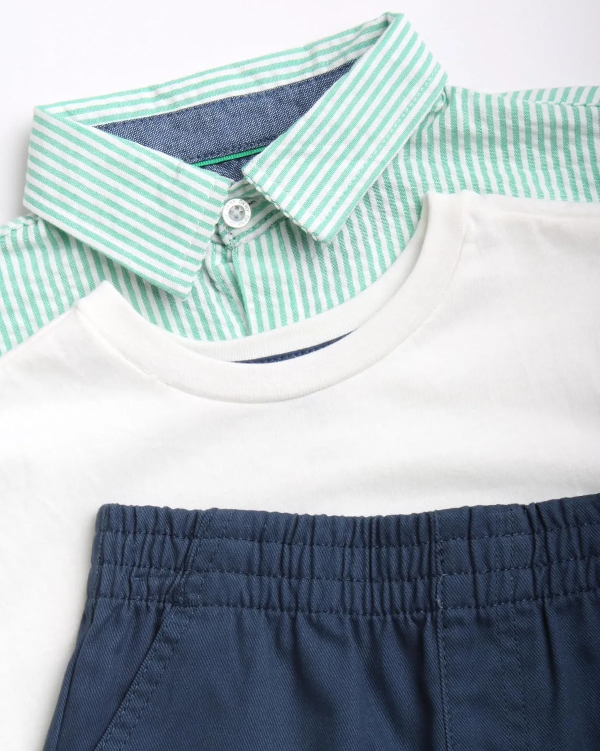 DKNY Boys' Short Set - 3 Piece Short Sleeve Button Down Shirt, Crew Neck T-Shirt, and Twill Shorts for Boys (Sizes: 2T-7)