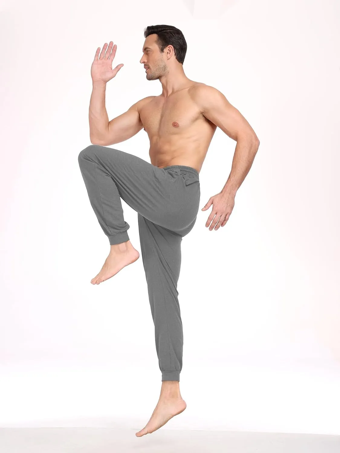 EA'S SECRET Men's 100% Cotton Pajama Bottoms Stretch Waist Soft Drawstring Sleep Lounge Pj Pants with Pockets