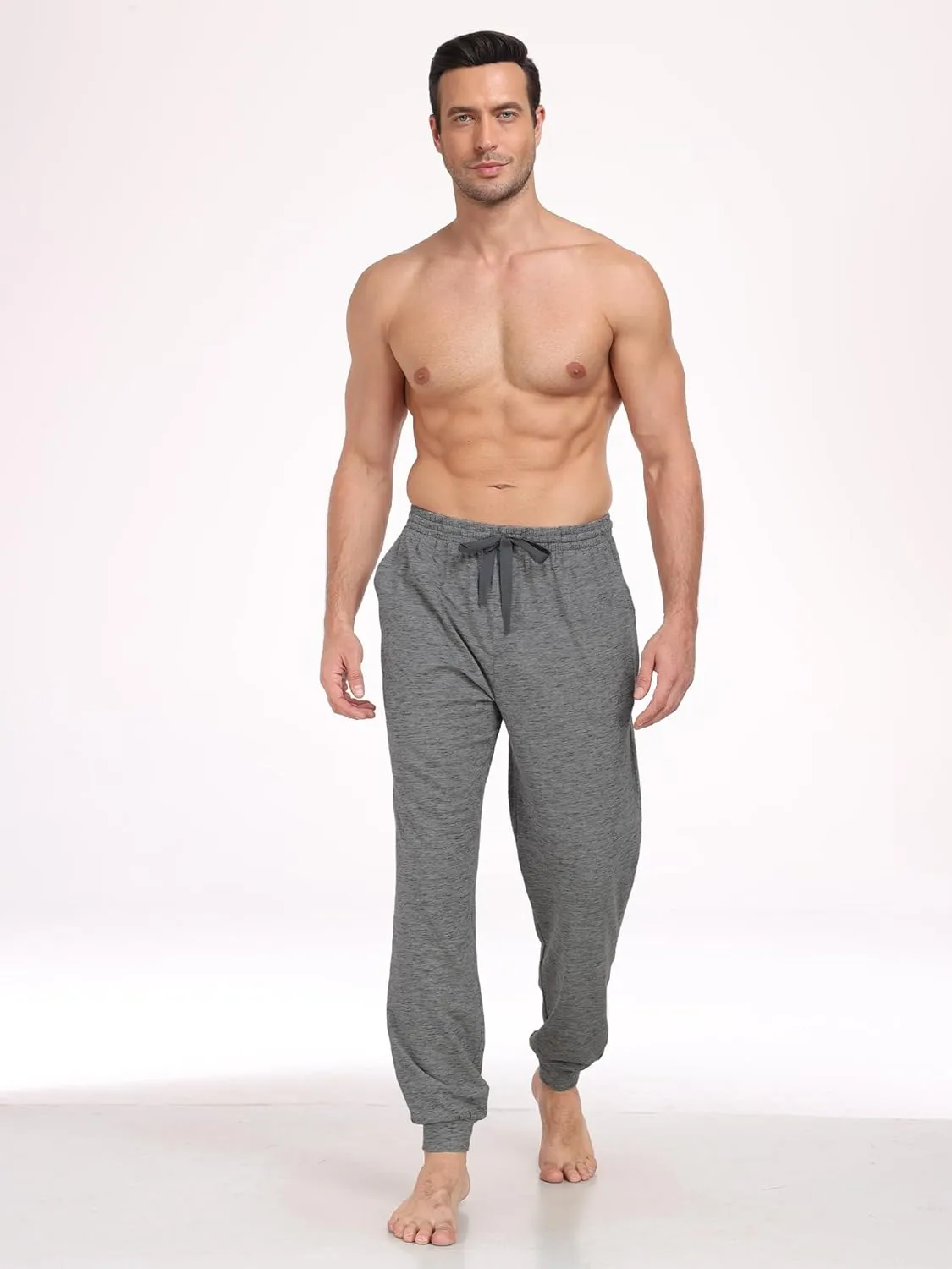 EA'S SECRET Men's 100% Cotton Pajama Bottoms Stretch Waist Soft Drawstring Sleep Lounge Pj Pants with Pockets