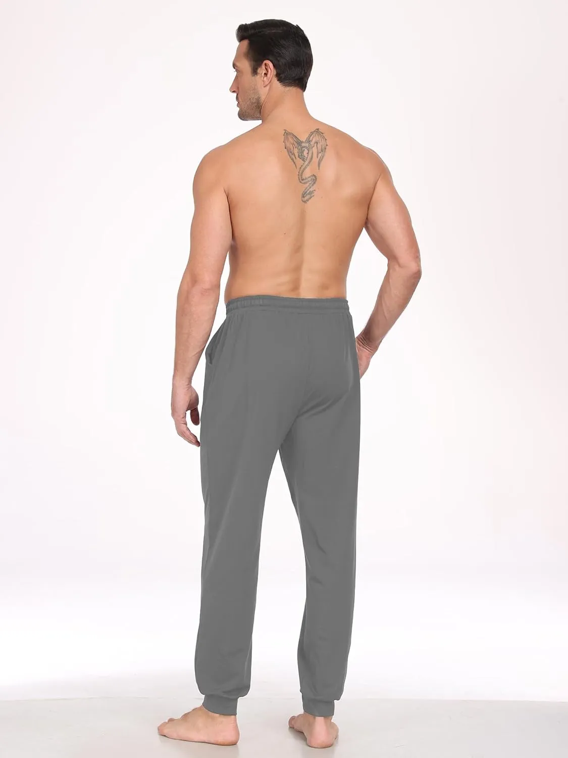 EA'S SECRET Men's 100% Cotton Pajama Bottoms Stretch Waist Soft Drawstring Sleep Lounge Pj Pants with Pockets