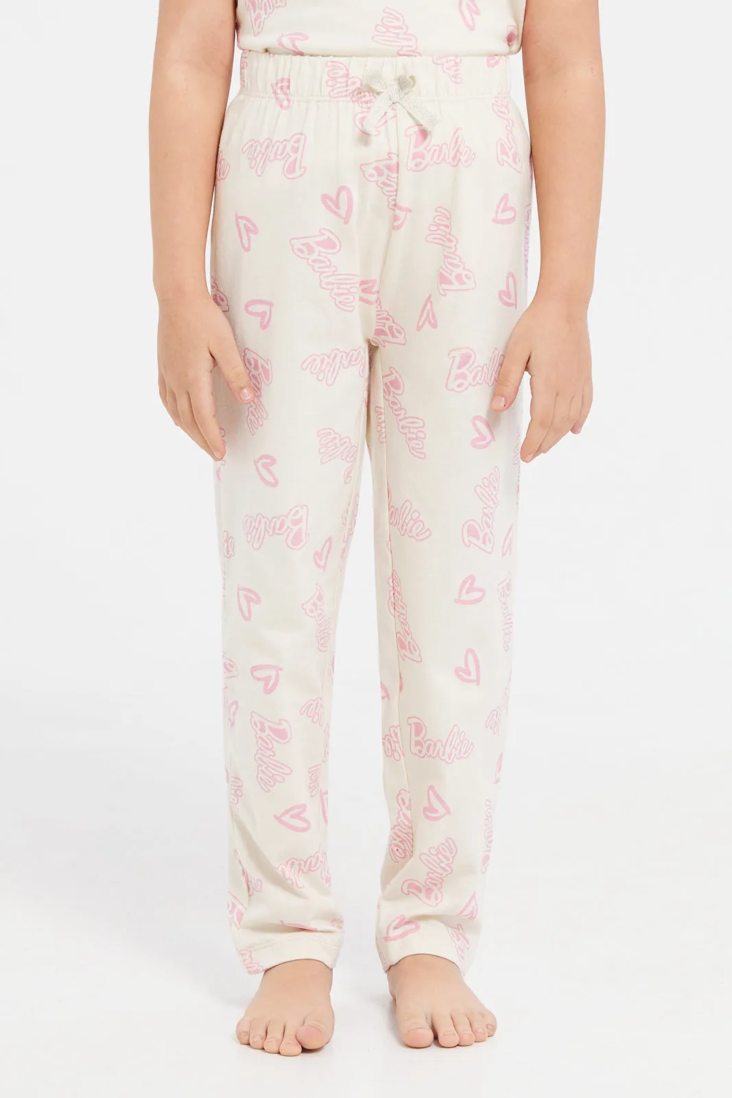 Girls Beige Barbie Pyjama Set (2 Piece)