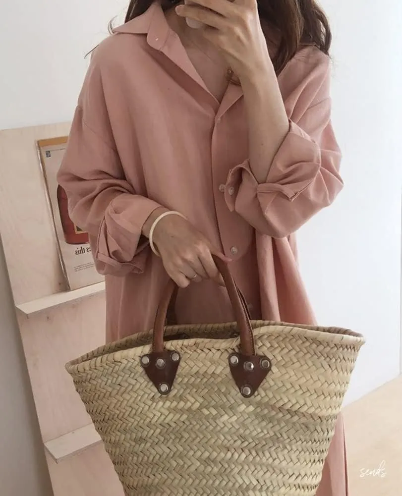 Hotmiss Womens Chic Button Down Rolled-Up Sleeve Long Cotton Blouse Shirt Dress Side Slit Maxi Dresses