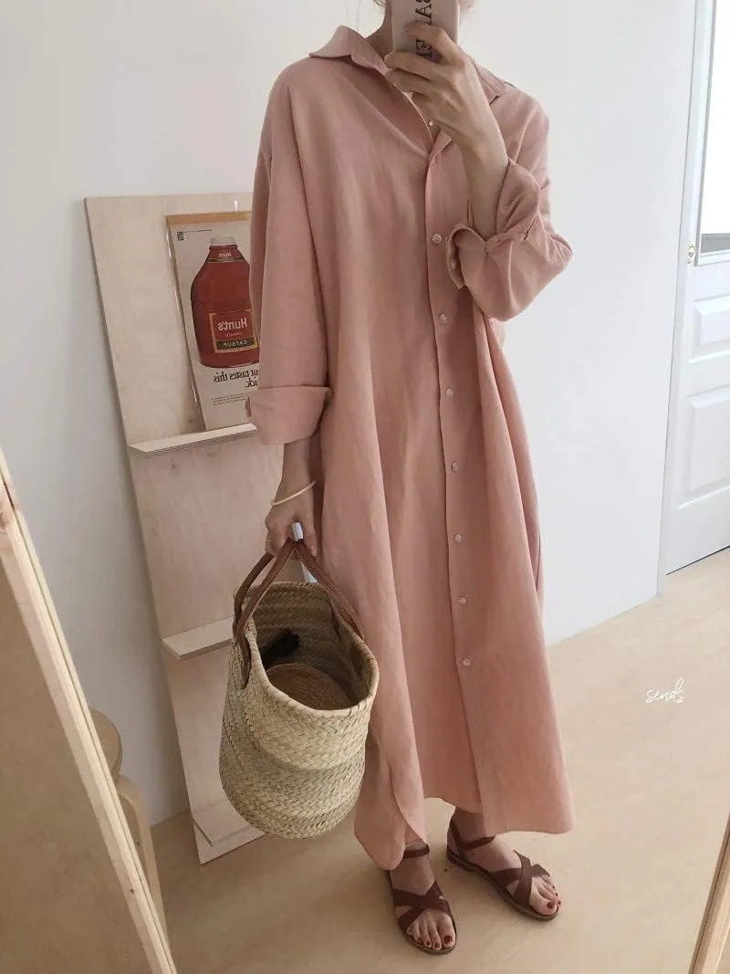 Hotmiss Womens Chic Button Down Rolled-Up Sleeve Long Cotton Blouse Shirt Dress Side Slit Maxi Dresses