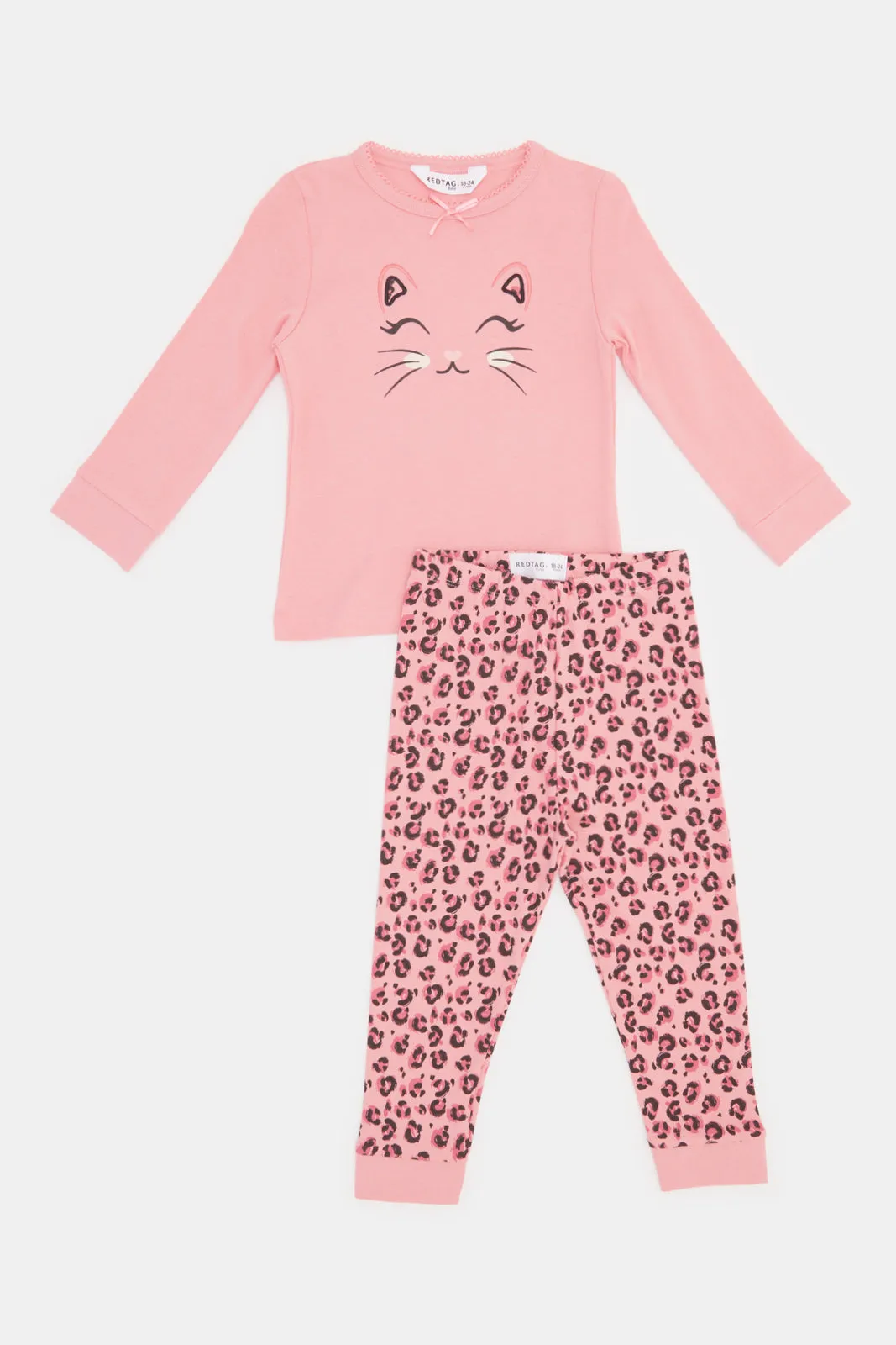 Infant Girls Pink Animal Print Pyjama Set (2 Piece)