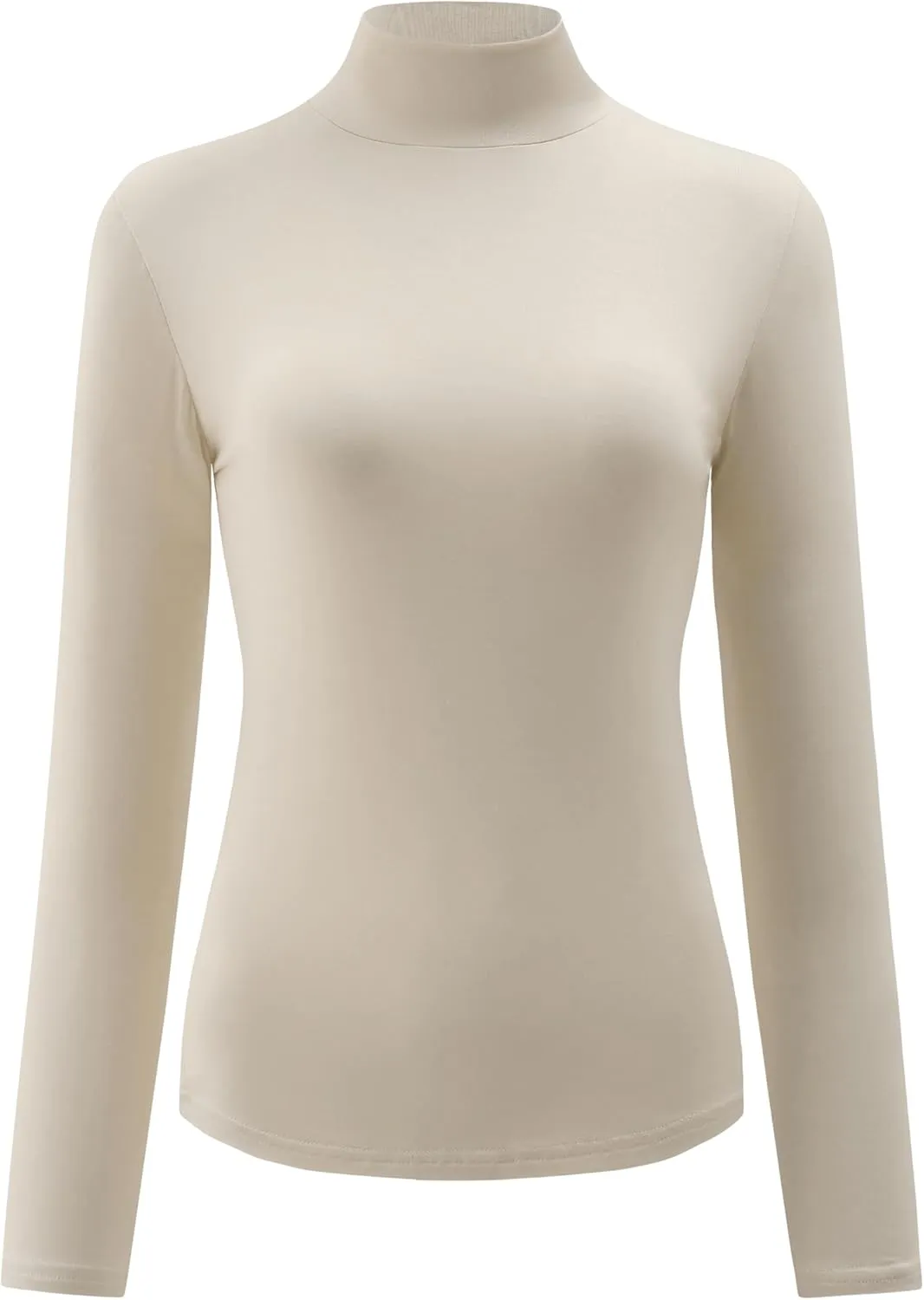 Kindcall Womens Slim Fitted Mock Turtleneck Tops Long Sleeve Lightweight Base Layer Shirts