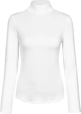 Kindcall Womens Slim Fitted Mock Turtleneck Tops Long Sleeve Lightweight Base Layer Shirts