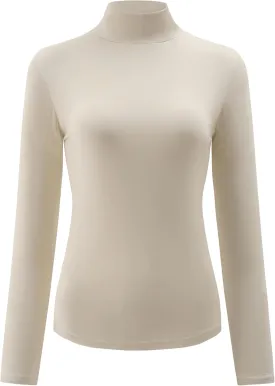 Kindcall Womens Slim Fitted Mock Turtleneck Tops Long Sleeve Lightweight Base Layer Shirts