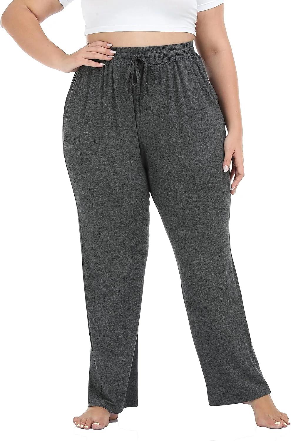 LIGHTBACK Women's Plus Size Joggers Pants Loose Comfy Sweatpants Casual Lounge Yoga Pants Drawstring with Pockets