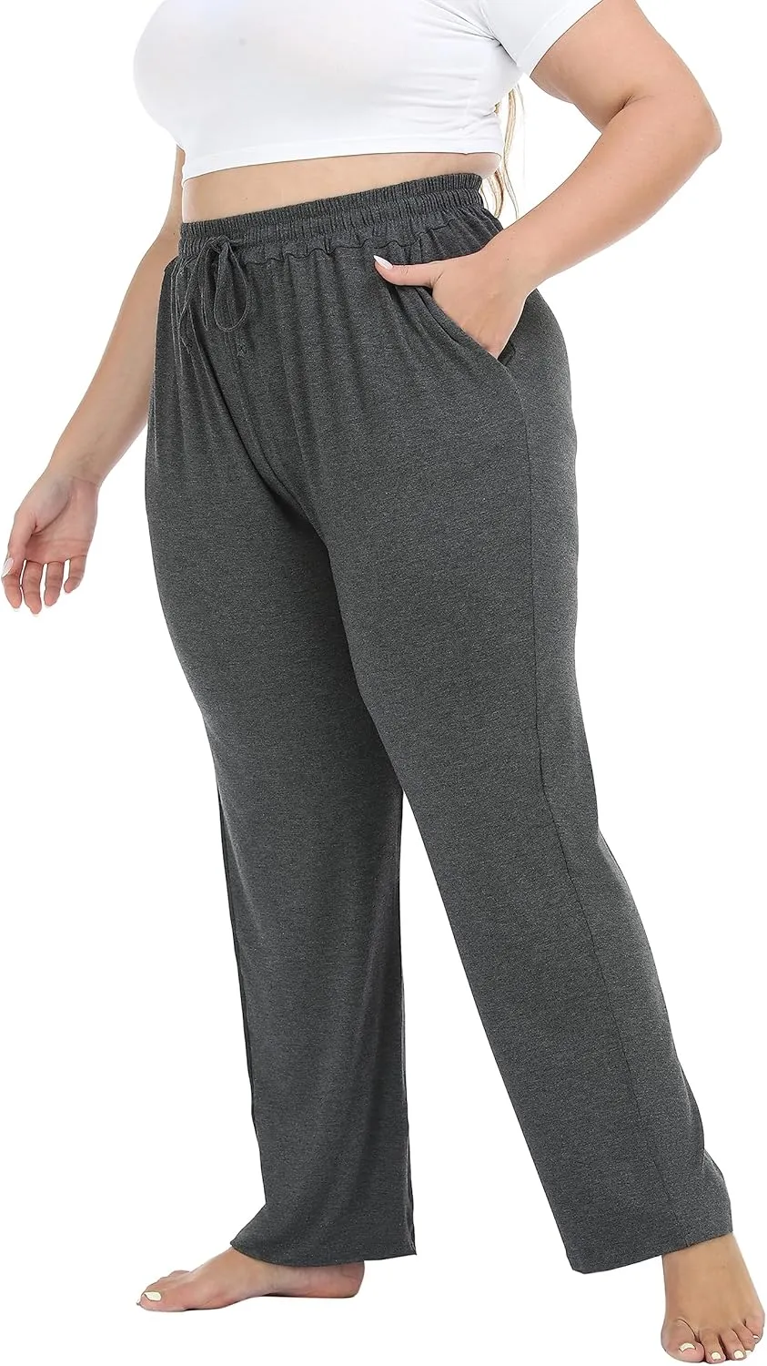 LIGHTBACK Women's Plus Size Joggers Pants Loose Comfy Sweatpants Casual Lounge Yoga Pants Drawstring with Pockets