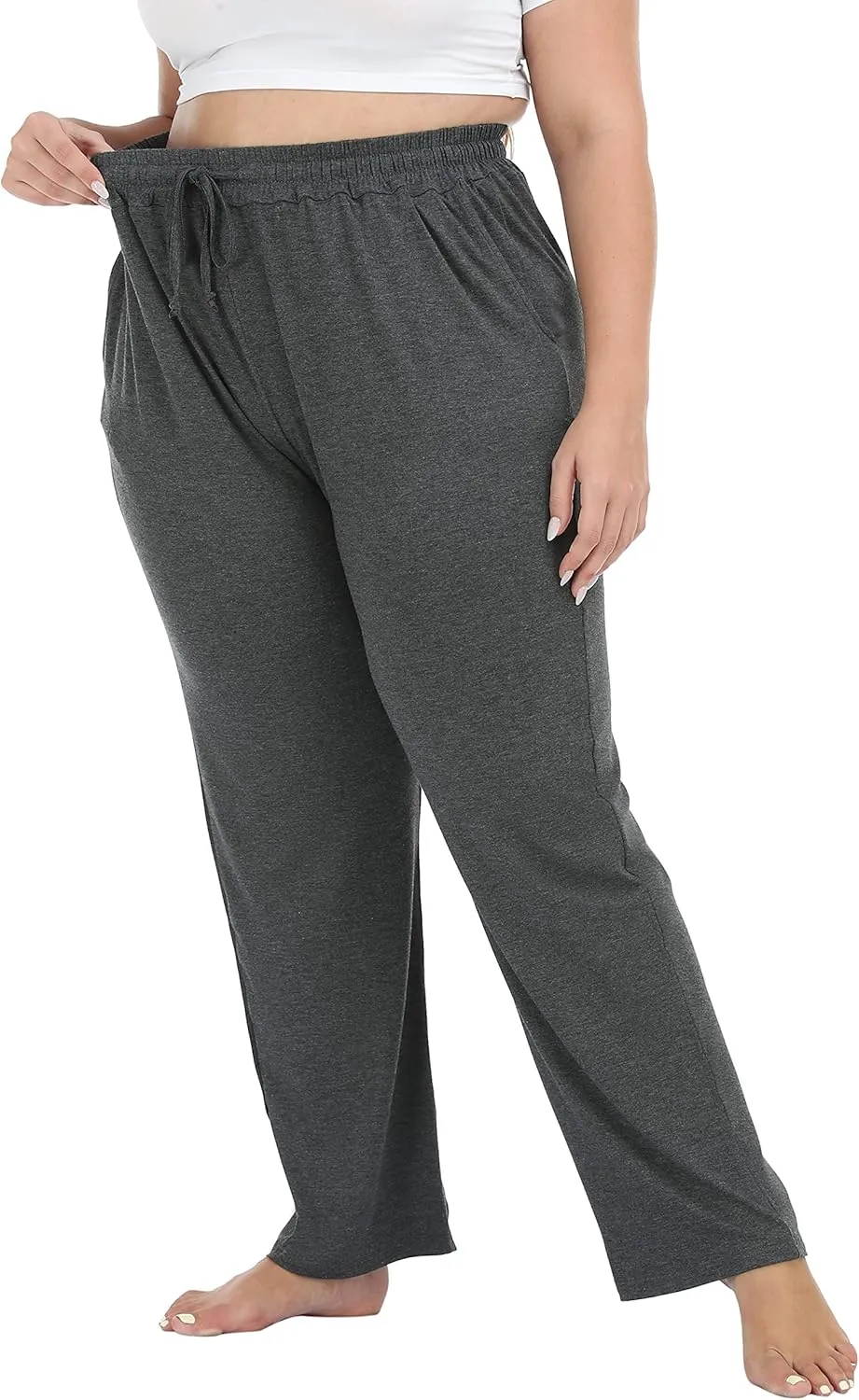LIGHTBACK Women's Plus Size Joggers Pants Loose Comfy Sweatpants Casual Lounge Yoga Pants Drawstring with Pockets