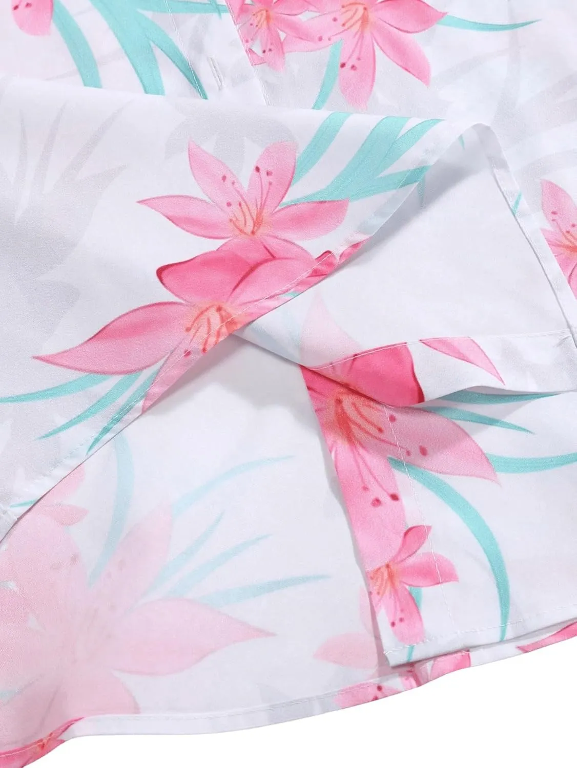 Men's Plus Size 2 Pieces Outfit Floral Print Short Sleeve Button Down Shirt and Shorts Set