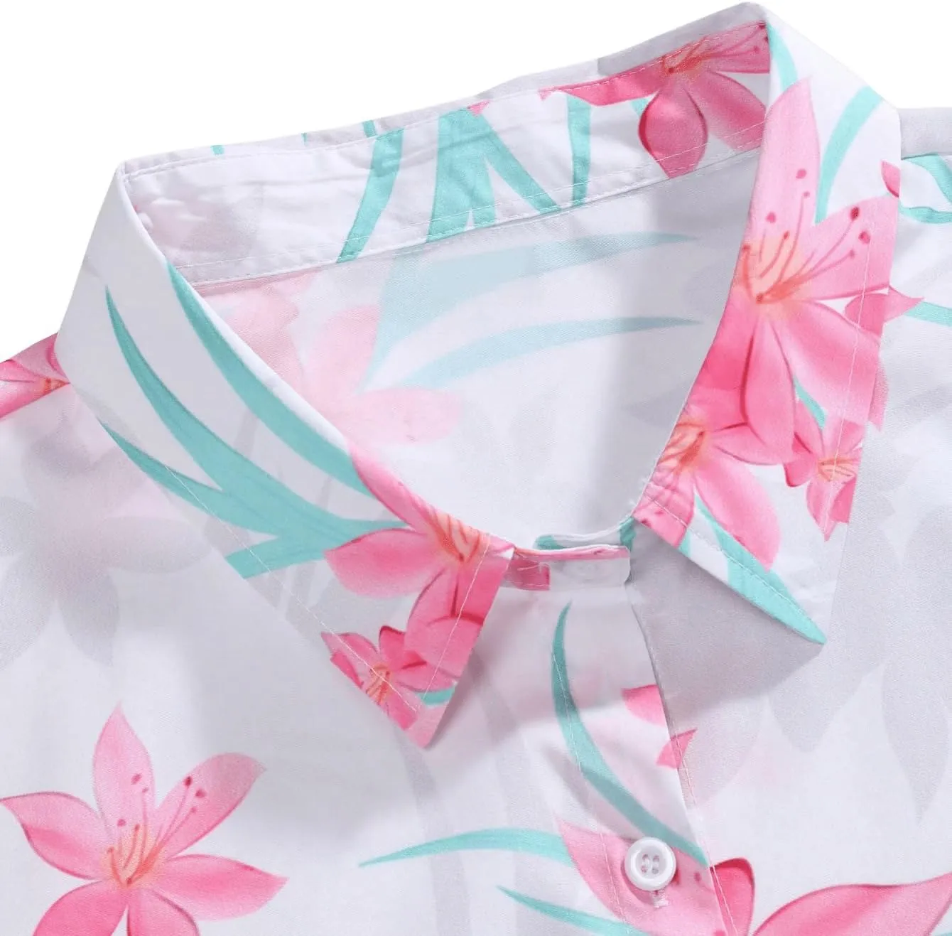 Men's Plus Size 2 Pieces Outfit Floral Print Short Sleeve Button Down Shirt and Shorts Set