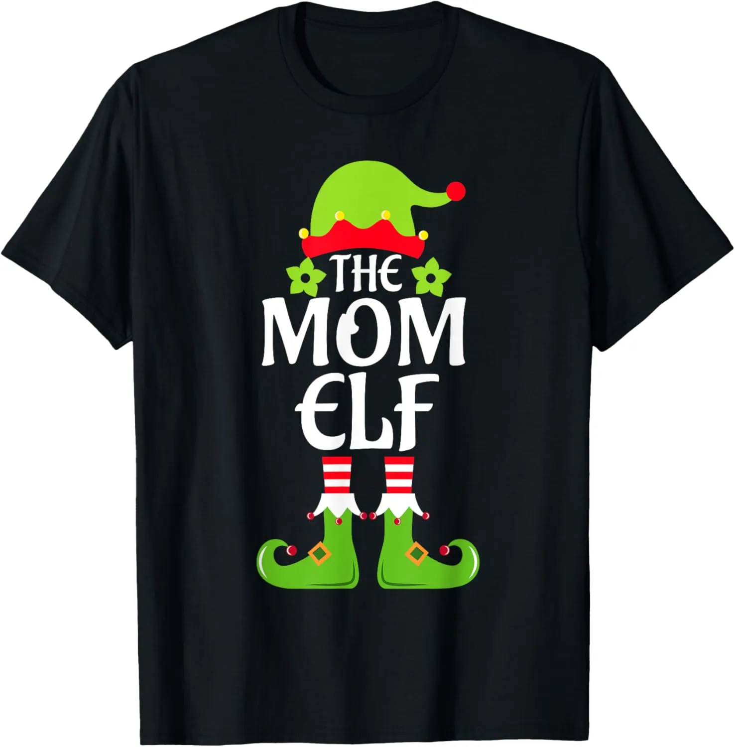 Mom Elf Matching Family Group Christmas Party Xmas Funny T-Shirt