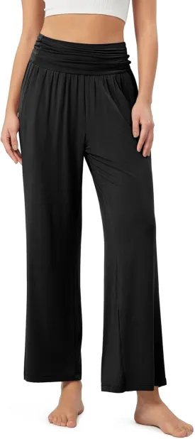 ODODOS Women's Wide Leg Palazzo Lounge Pants with Pockets Light Weight Loose Comfy Casual Pajama Pants-26/28/30"/32" Inseam