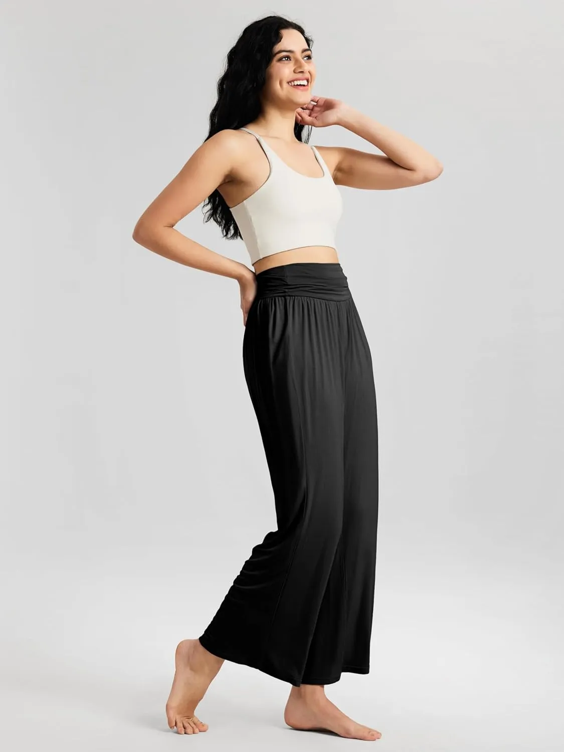 ODODOS Women's Wide Leg Palazzo Lounge Pants with Pockets Light Weight Loose Comfy Casual Pajama Pants-26/28/30"/32" Inseam