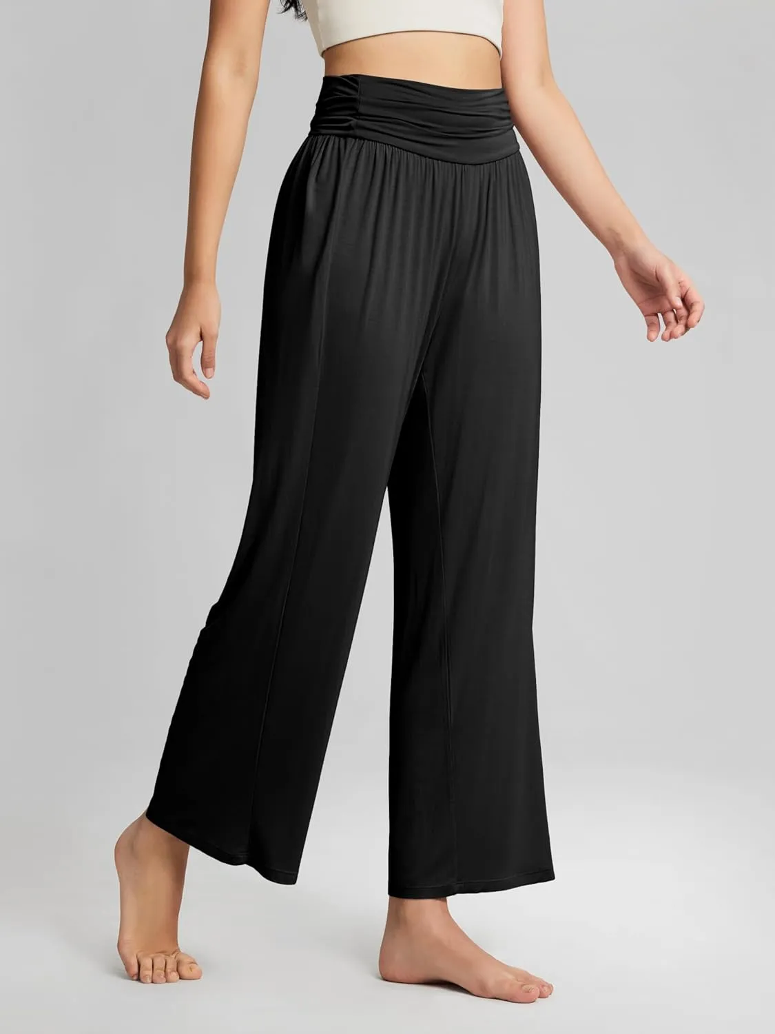 ODODOS Women's Wide Leg Palazzo Lounge Pants with Pockets Light Weight Loose Comfy Casual Pajama Pants-26/28/30"/32" Inseam