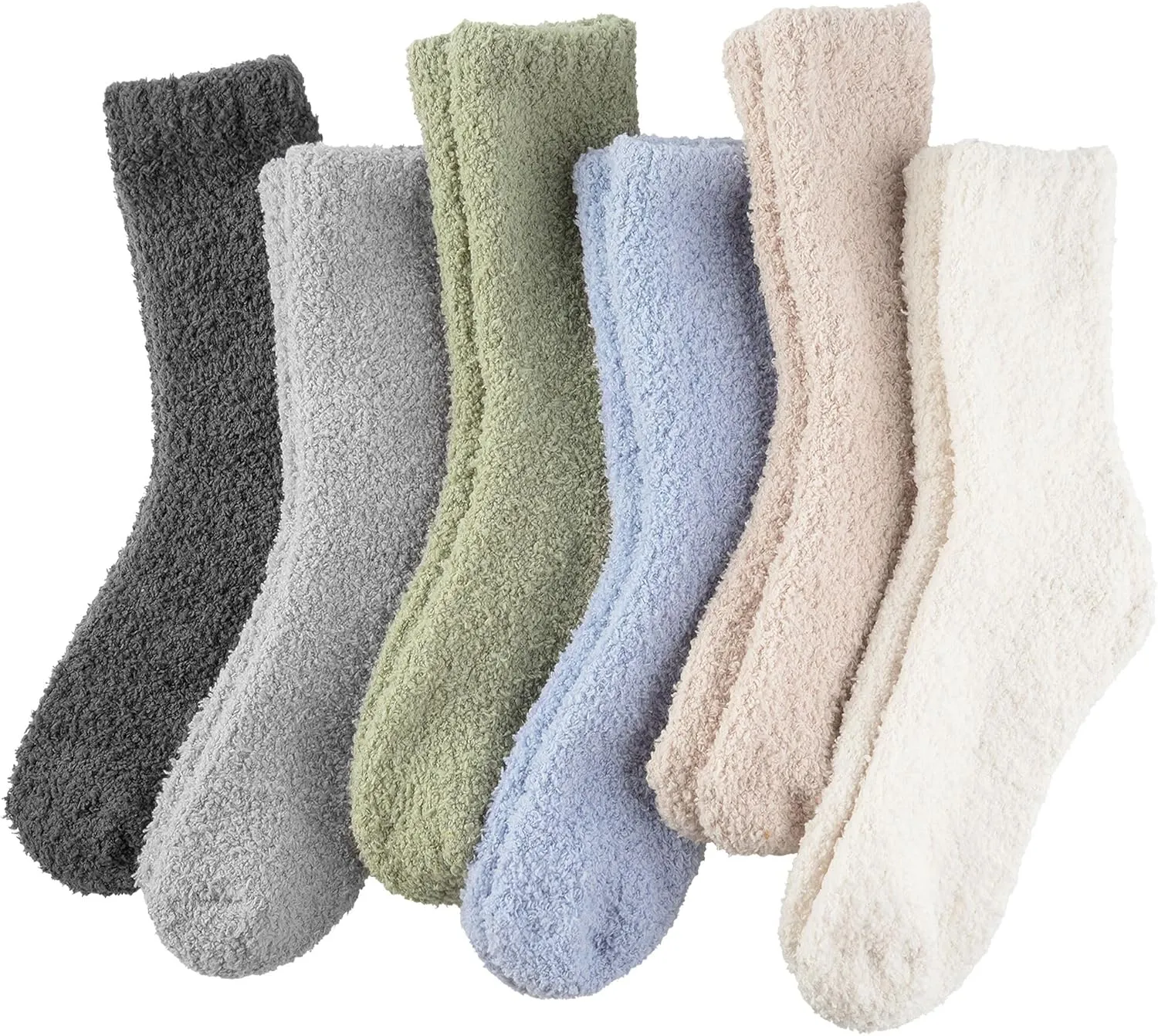 Plush Slipper Socks Women - Colorful Warm Fuzzy Crew Socks Cozy Soft for Winter Indoor