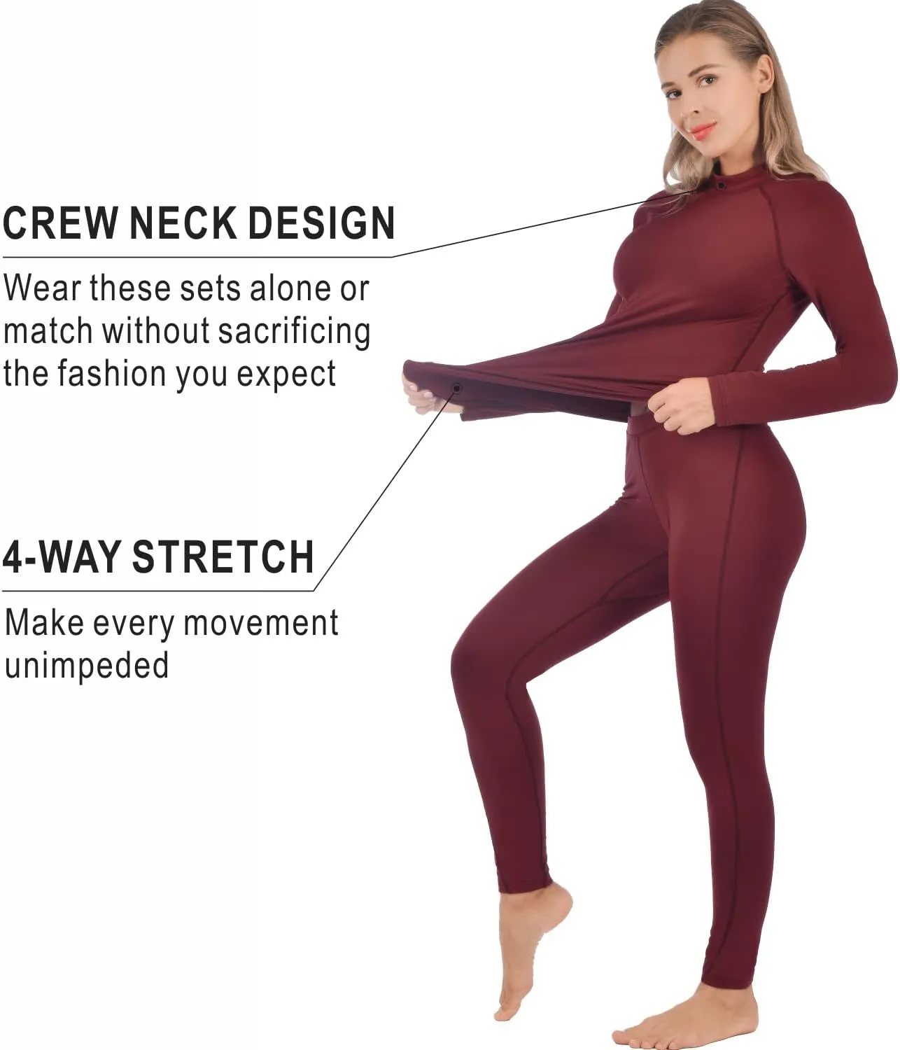 qualidyne Thermal Underwear for Women Long Johns Ultra-Soft Base Layer Pajama Set Winter Cold Weather Top and Bottom