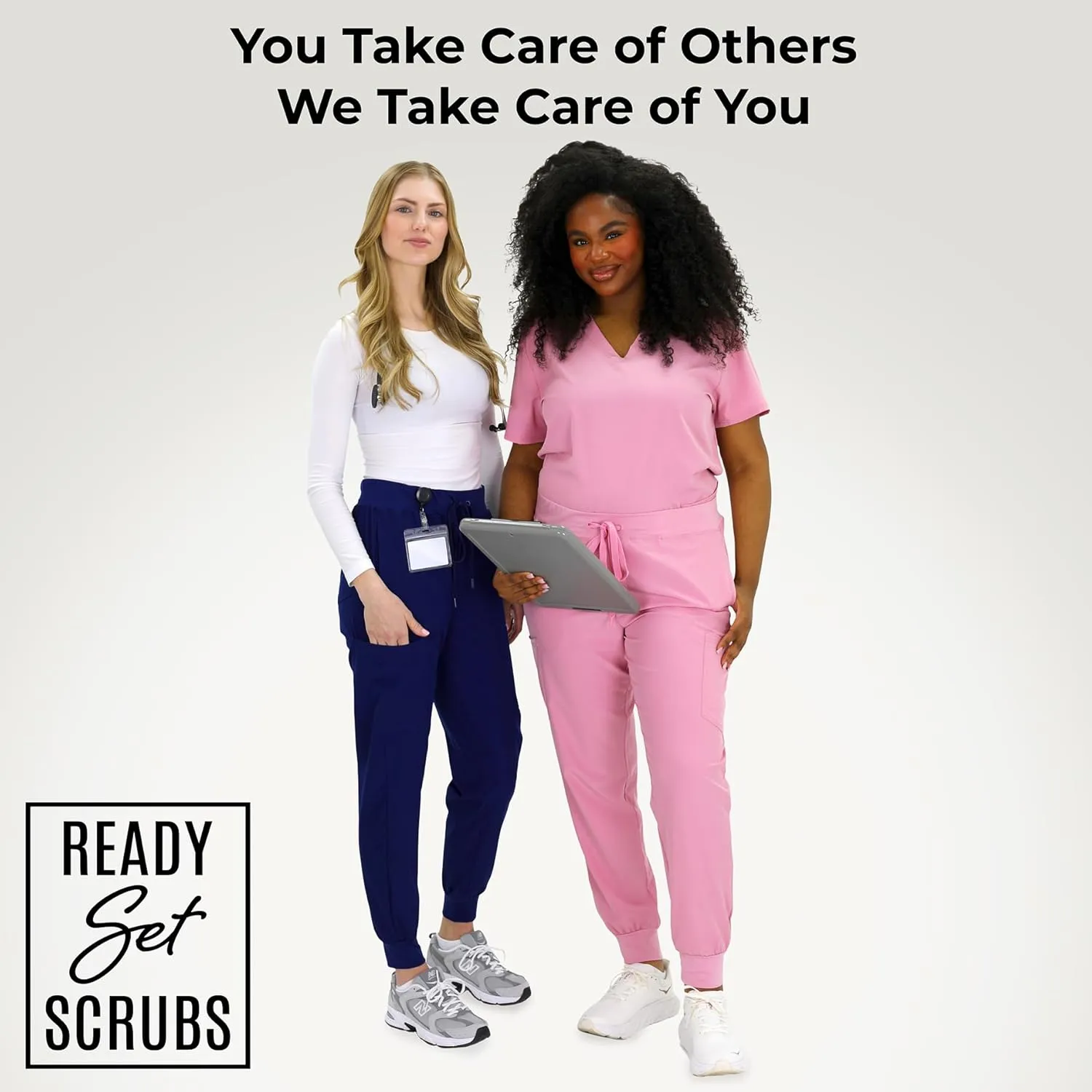 READY SET SCRUBS - Scrub Pants for Women - 2 Pack - Cargo Jogger Pants Set with 8 Pockets - Yoga Waistband - Soft & Stretchy