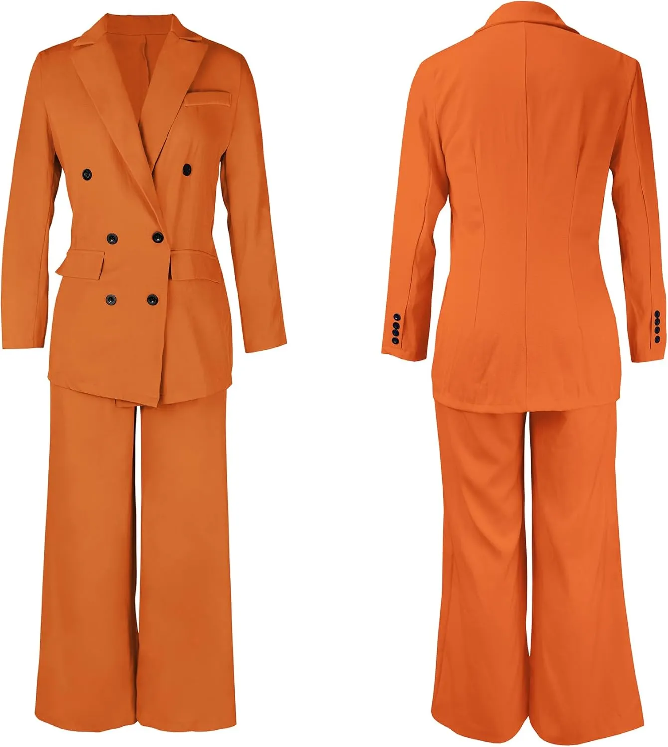 Tcremisa Women's Fashion Pants Suit 2 Piece Business Outfits Casual Double Breasted Blazer and Pant Sets