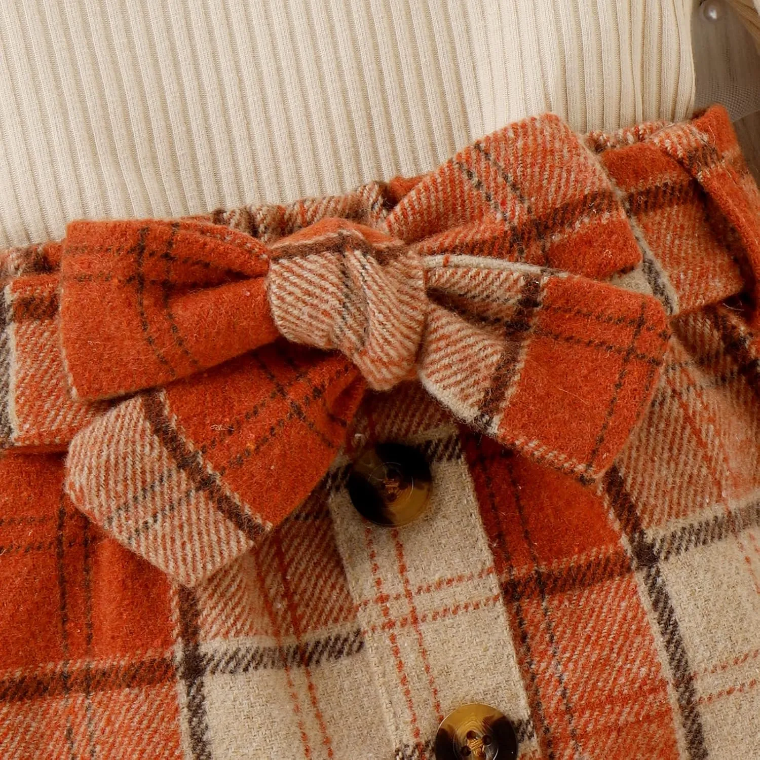 Toddler Girl Fall Clothes Baby Turtleneck Solid Knitted Pullover Top A-Line Button Mini Skirt Set Girls 2Pcs Oufits