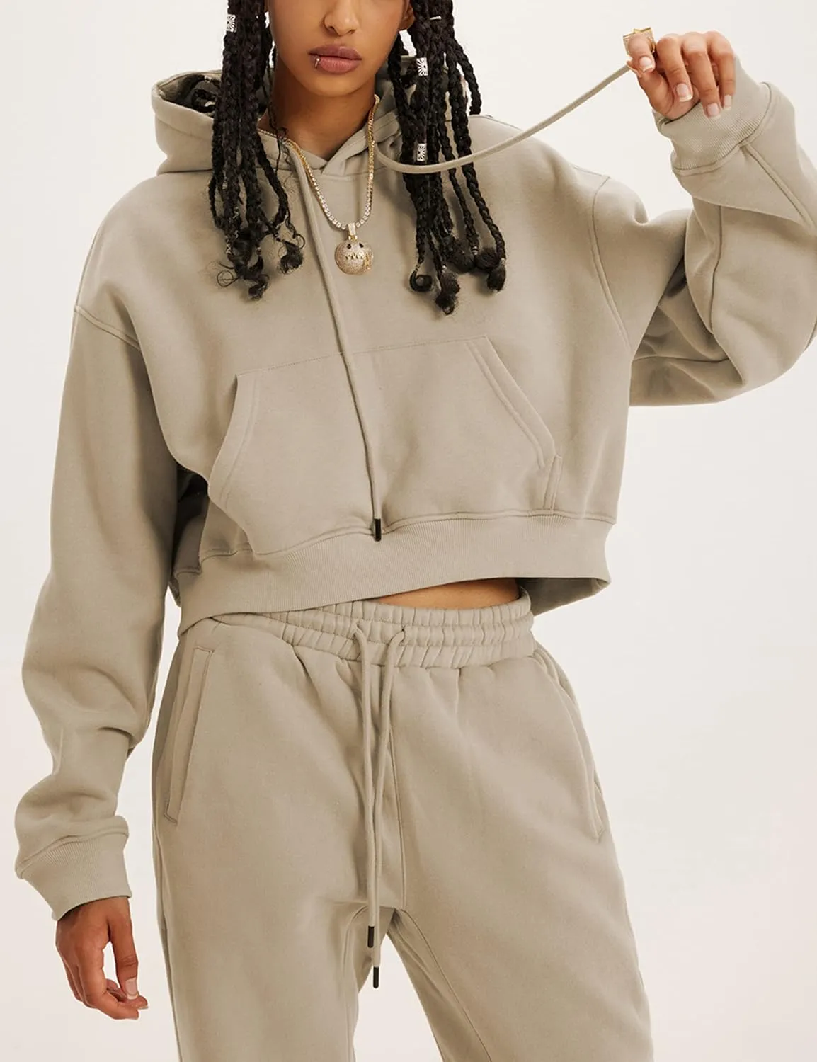 UANEO Women 2 Piece Outfits Sweatsuit Hoodie Sweatshirt Jogger Sets Lounge Tracksuit Set