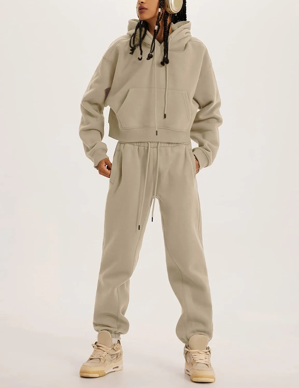 UANEO Women 2 Piece Outfits Sweatsuit Hoodie Sweatshirt Jogger Sets Lounge Tracksuit Set