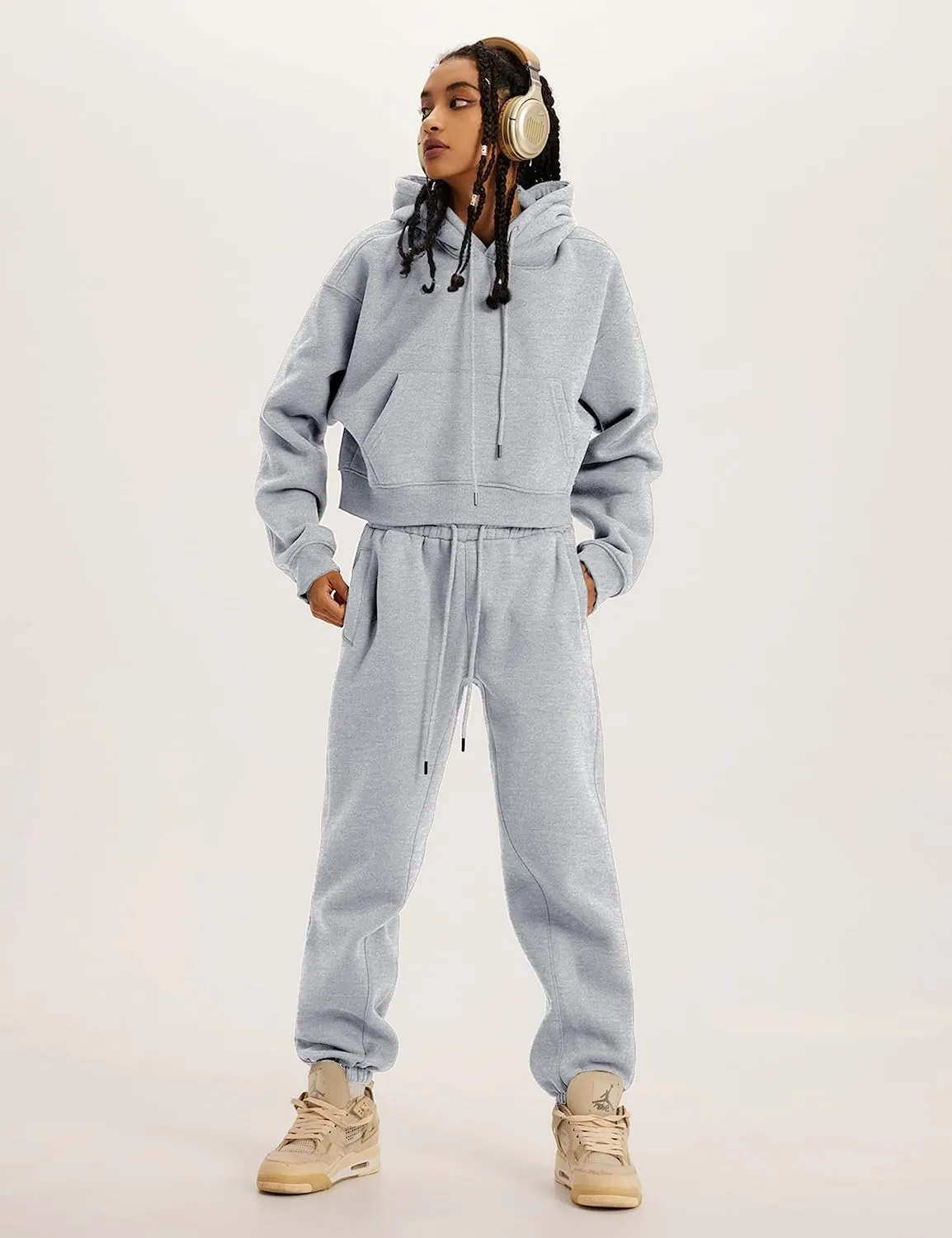 UANEO Women 2 Piece Outfits Sweatsuit Hoodie Sweatshirt Jogger Sets Lounge Tracksuit Set