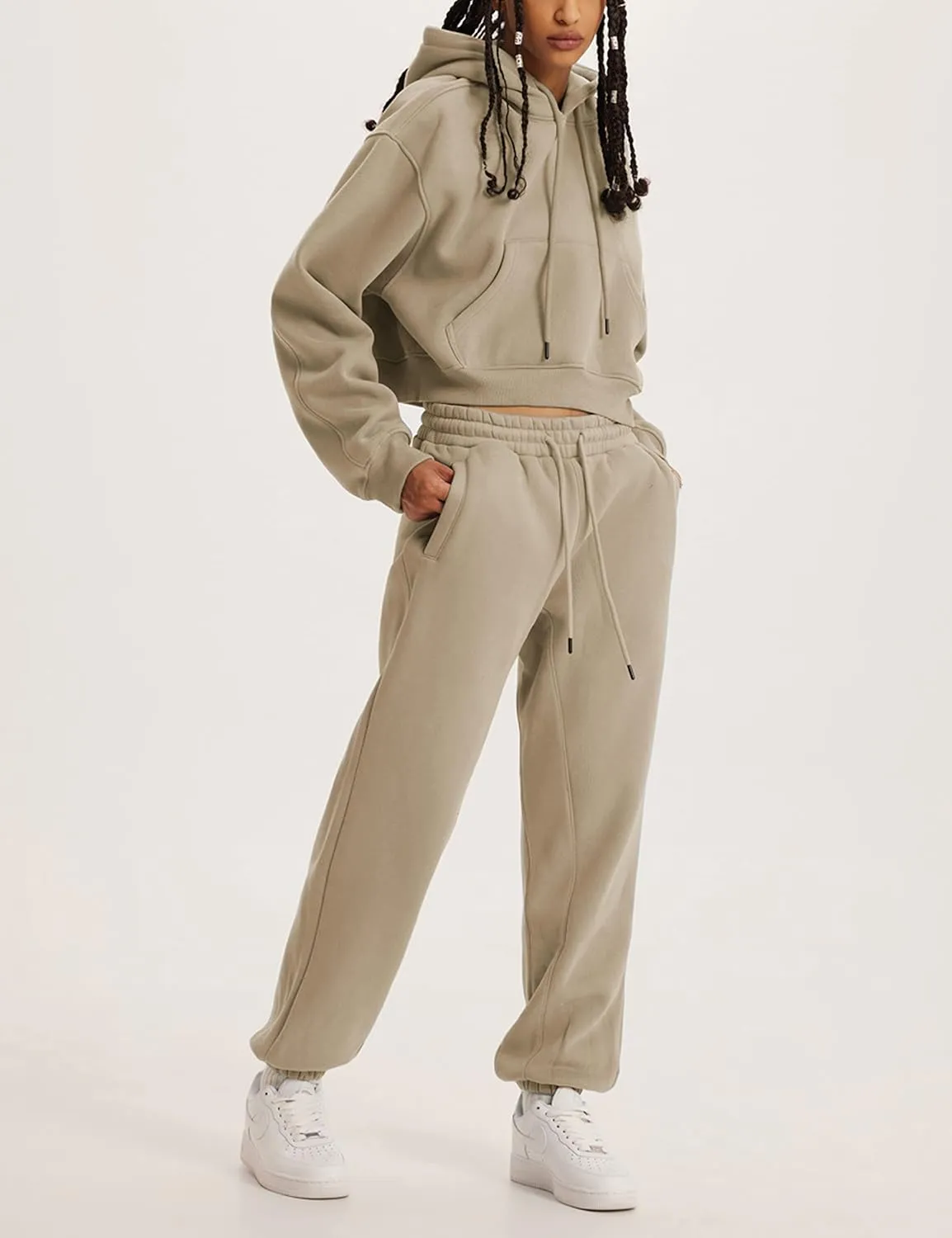 UANEO Women 2 Piece Outfits Sweatsuit Hoodie Sweatshirt Jogger Sets Lounge Tracksuit Set