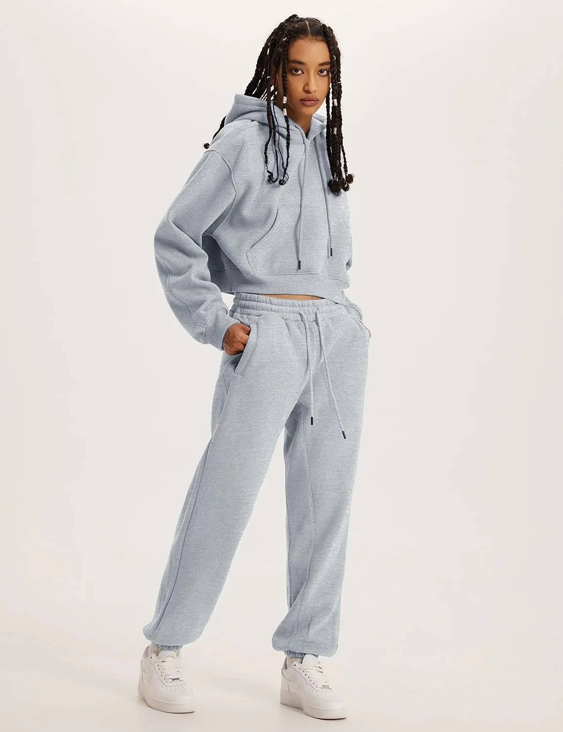 UANEO Women 2 Piece Outfits Sweatsuit Hoodie Sweatshirt Jogger Sets Lounge Tracksuit Set