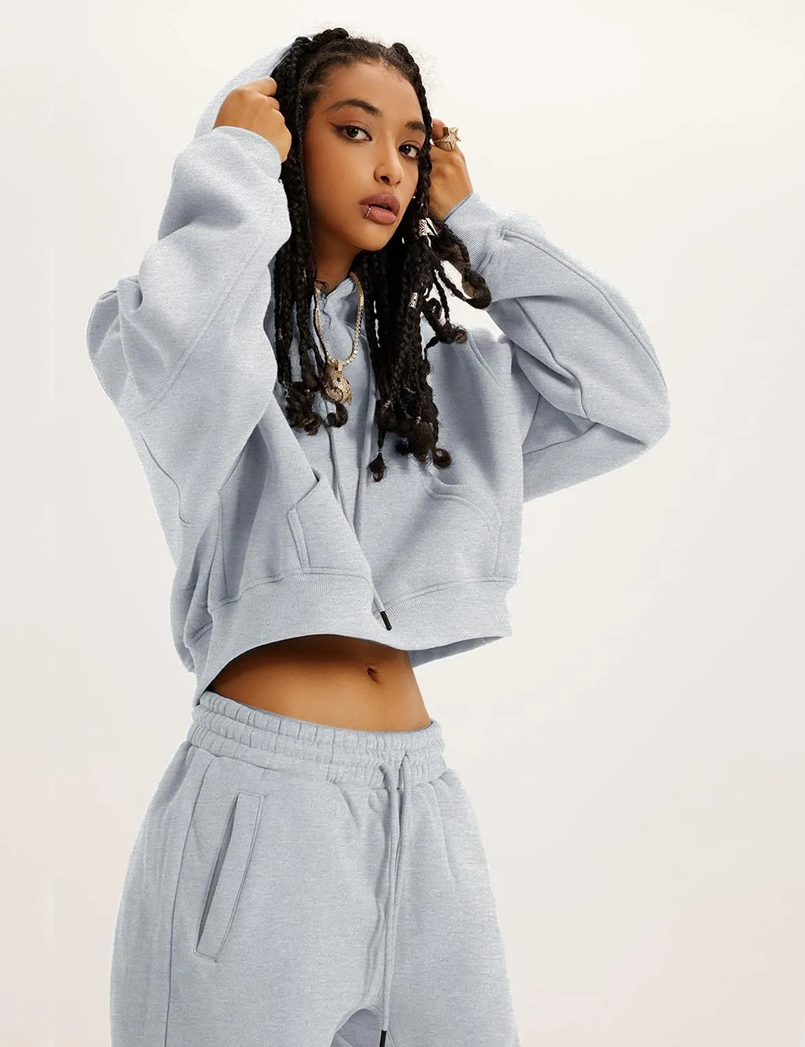 UANEO Women 2 Piece Outfits Sweatsuit Hoodie Sweatshirt Jogger Sets Lounge Tracksuit Set