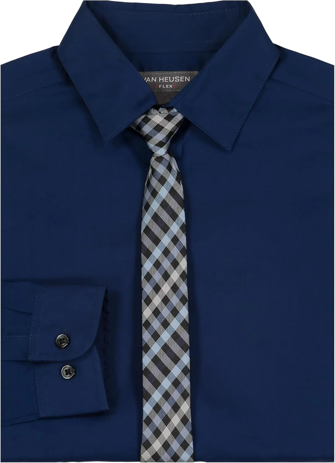 Van Heusen Boys' Long Sleeve Collared Button-Down Dress Shirt and Tie Set