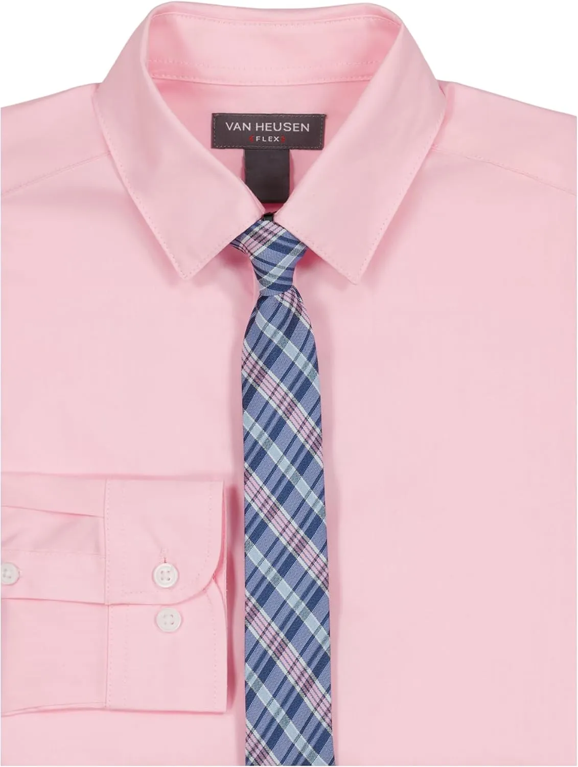 Van Heusen Boys' Long Sleeve Collared Button-Down Dress Shirt and Tie Set