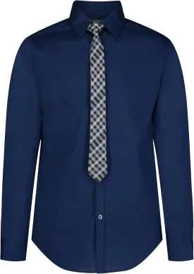Van Heusen Boys' Long Sleeve Collared Button-Down Dress Shirt and Tie Set