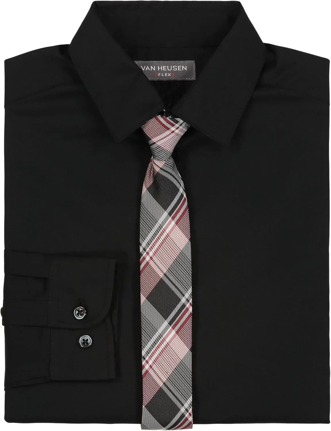 Van Heusen Boys' Long Sleeve Collared Button-Down Dress Shirt and Tie Set